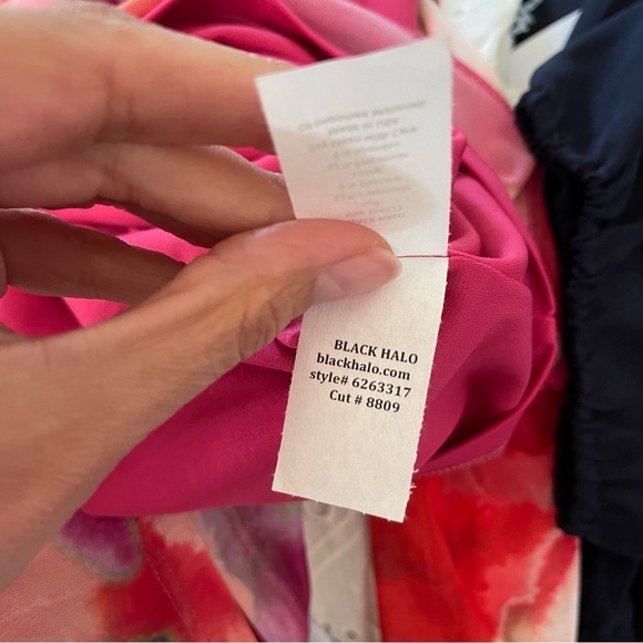 NEW Black Halo Udele Sheath Dress Printed Mesh Stretch Pink Medium NWT - Picture 8 of 9